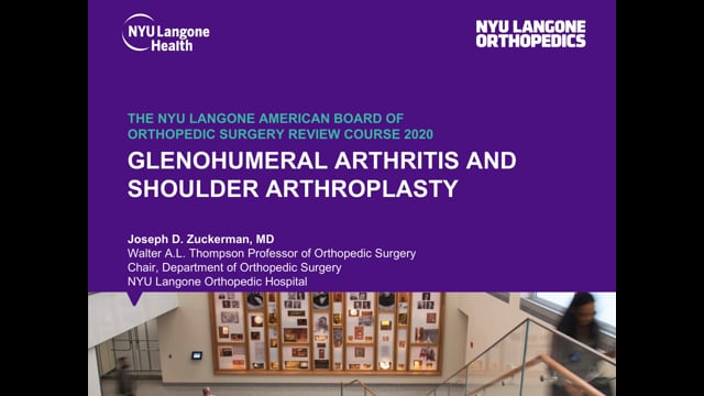 Glenohumeral Arthritis and Shoulder Arthroplasty