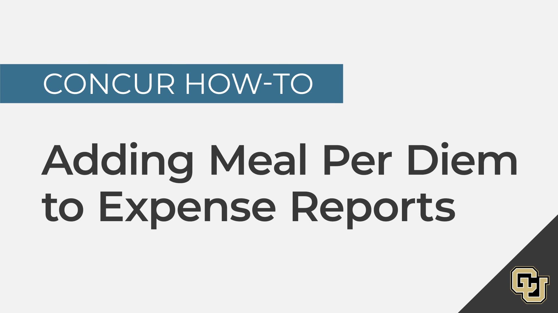Concur HowTo Adding Meal Per Diem to Expense Reports on Vimeo