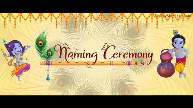 Little Kanhaiya Naming Ceremony Video Invitation Little Krishna. Creamy  Background, Peacock Feather And Photo Frame | ID: 11564 – SeeMyMarriage