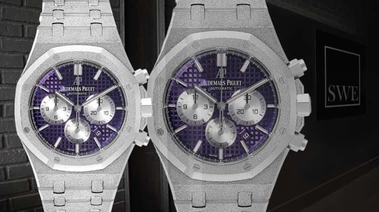 Audemars Piguet Royal Oak Purple Dial White Frosted Gold Watch 26331BC SwissWatchExpo