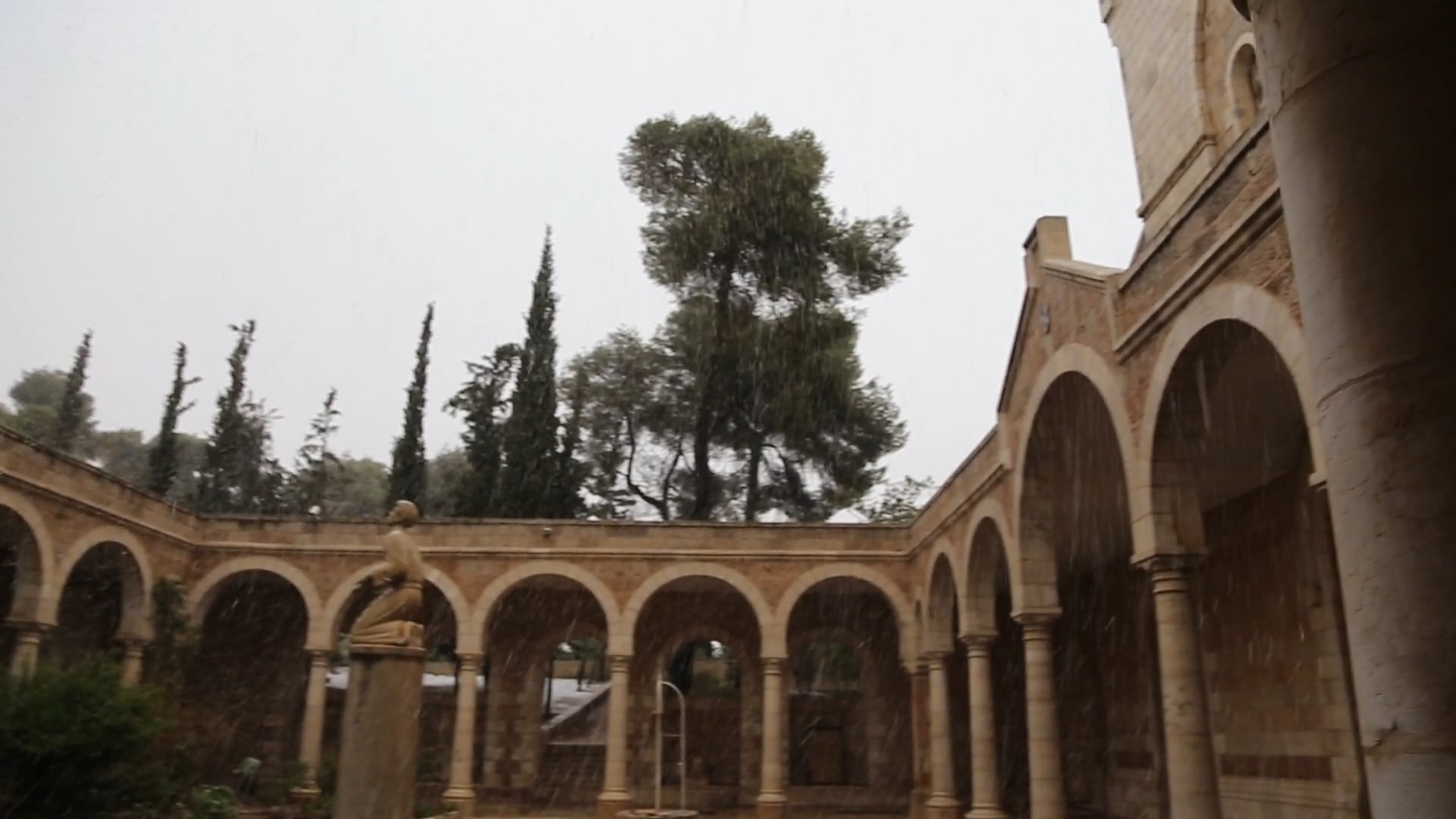 Snowing at École Biblique, a Traditional Site of Stoning of Stephen