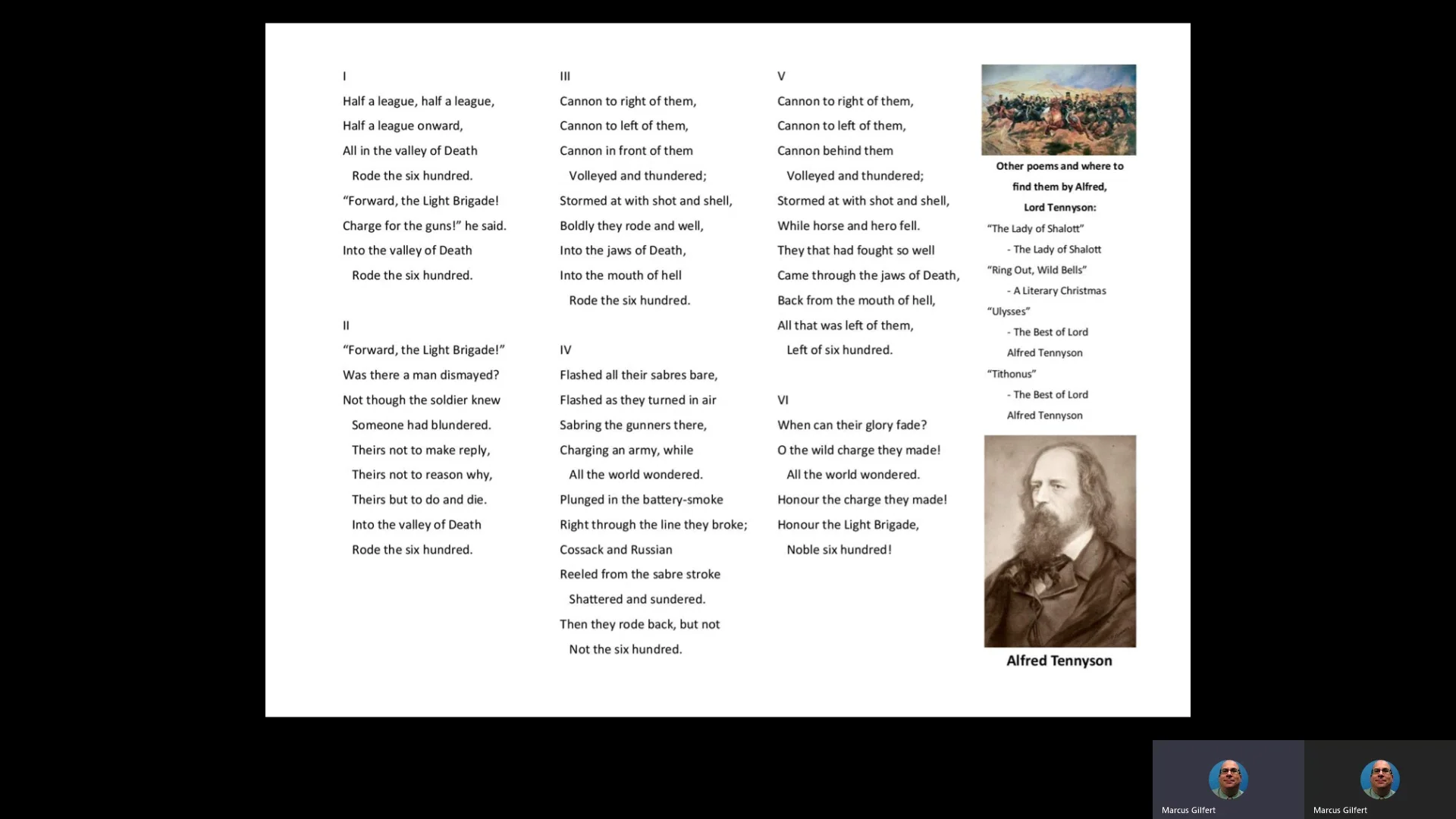 Poem: Charge of the Light Brigade on Vimeo