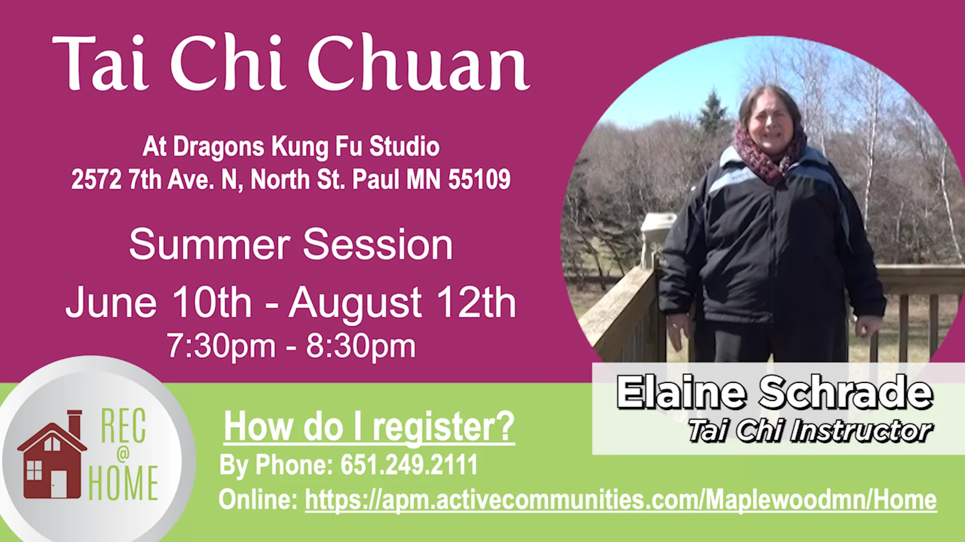 Rec Home Tai Chi with Elaine Schrade