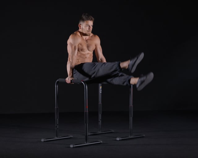 L-Sit Flutters (On Dip Bars)