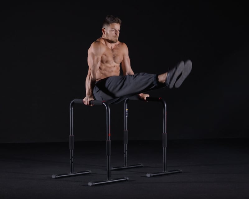 L-Sit Kick - Dip Bars