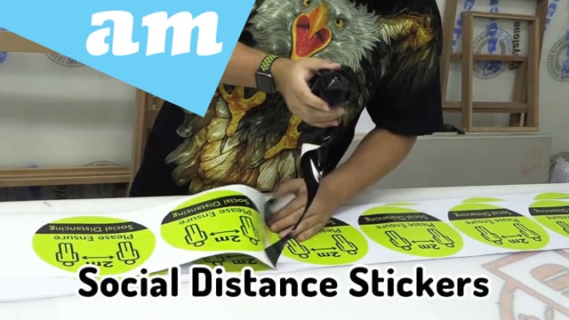 Maker Video: Social Distance Stickers Print on FastCOLOUR Large Format Printer and Cut on V-Auto Vinyl Cutter