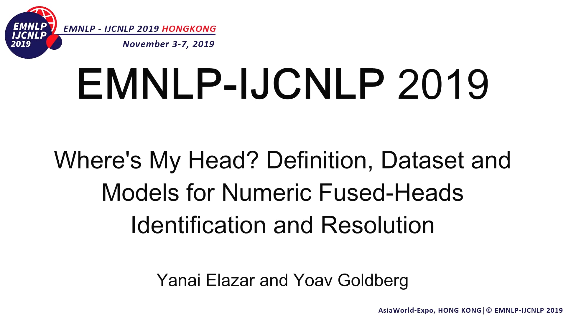 EMNLPIJCNLP2019 Where's My Head? Definition, Dataset and Models for