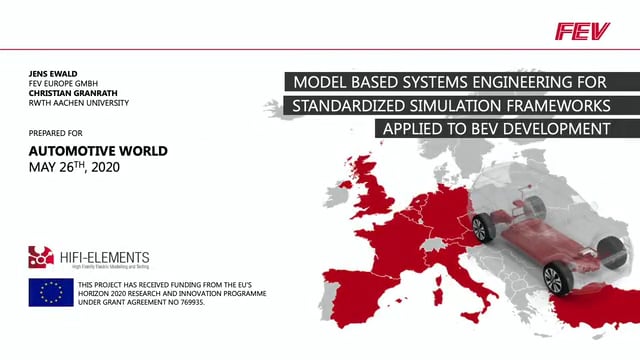 Model-based systems engineering for standardized simulation frameworks applied to BEV development