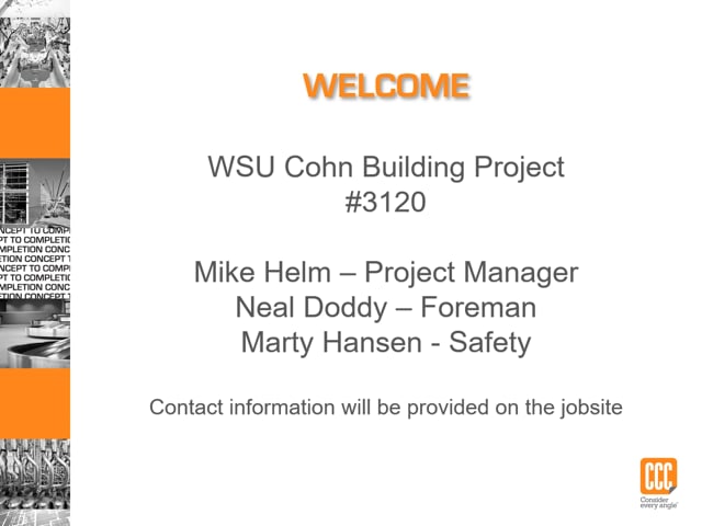 3120 WSU Cohn Center Site-Specific Safety Orientation