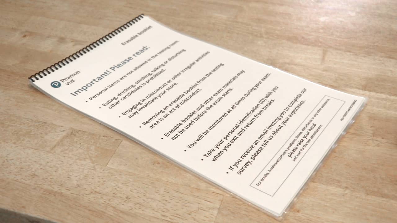 Pearson VUE/CAS laminated reusable notebook on Vimeo
