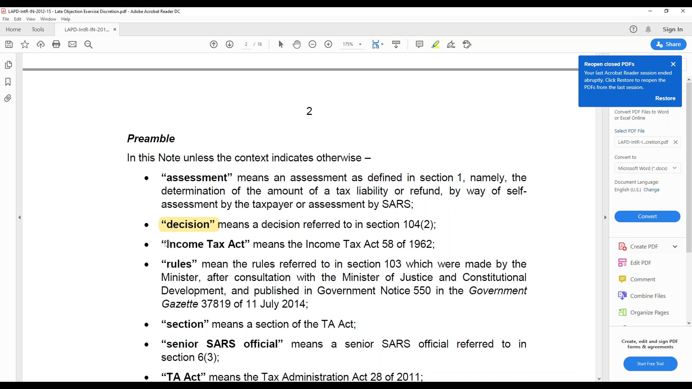 2020-05-29 1034 EXERCISE OF DISCRETION IN CASE OF LATE OBJECTION OR ...