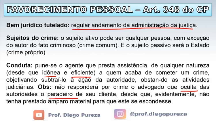 Favorecimento Pessoal e Favorecimento Real (arts. 348 e 349, CP), EAD