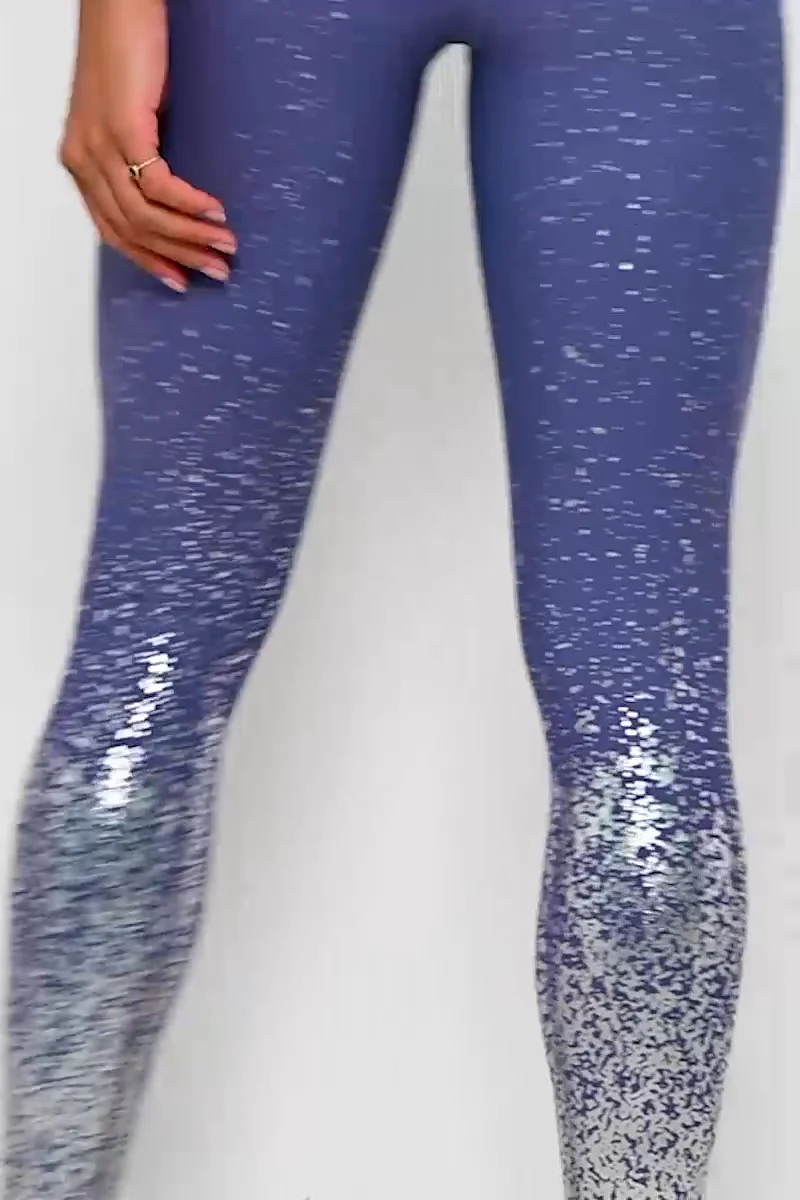 Navy And Silver Beyond Yoga Alloy Ombre Leggings