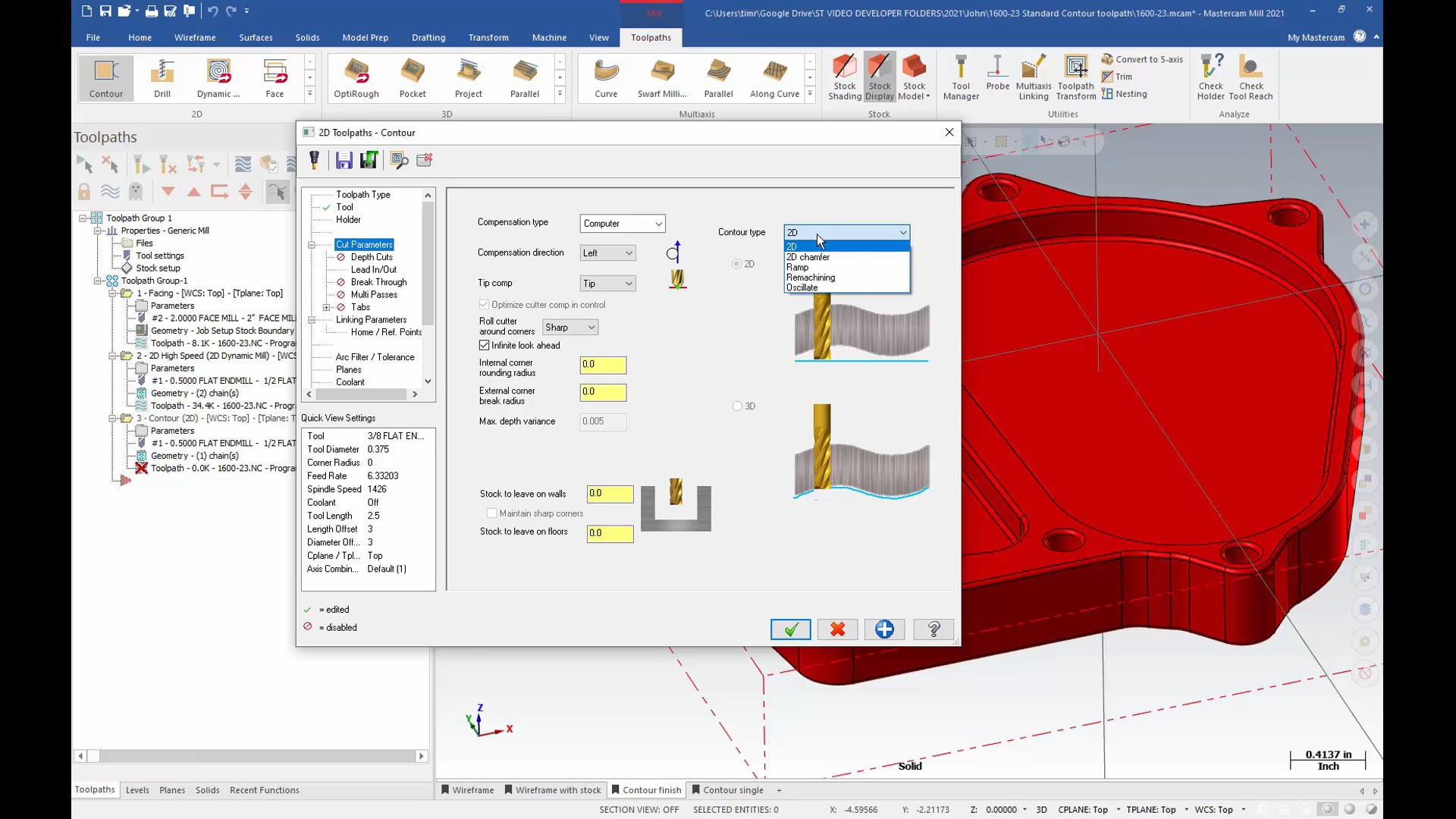 2D Mill Toolpaths