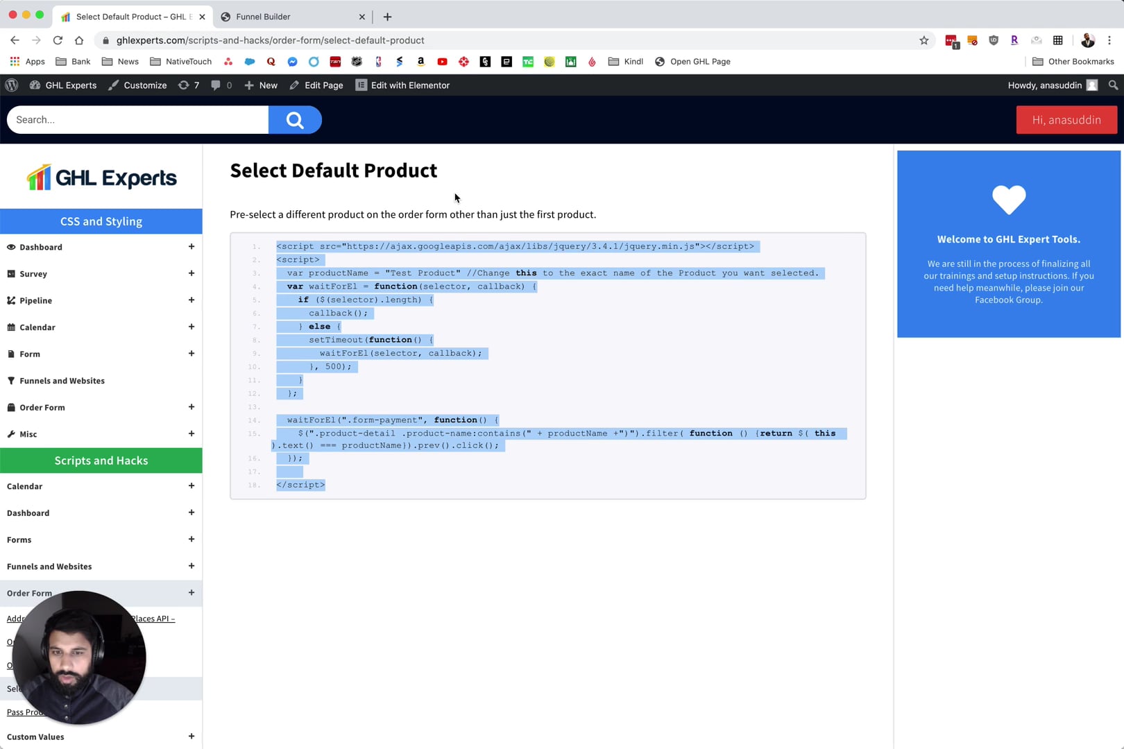 Select Default Product on Vimeo