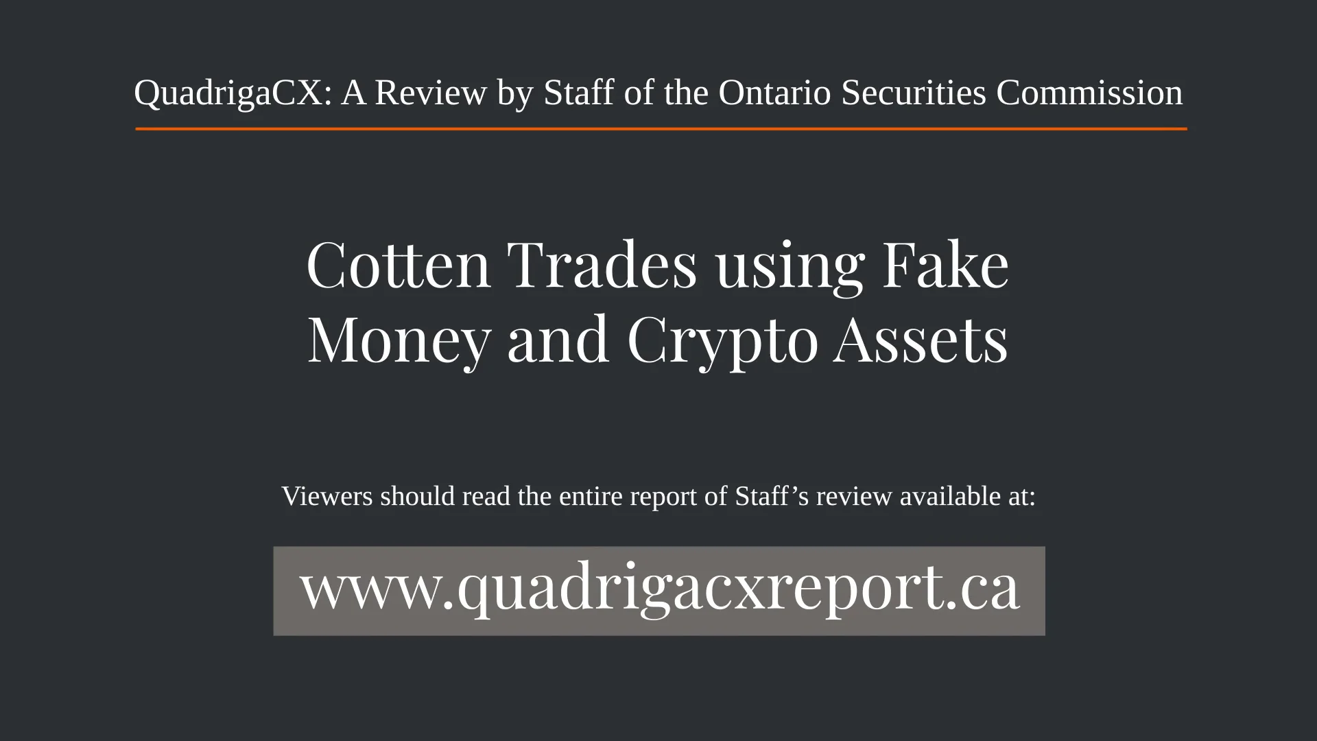 QuadrigaCX: A Review by Staff of the Ontario Securities Commission