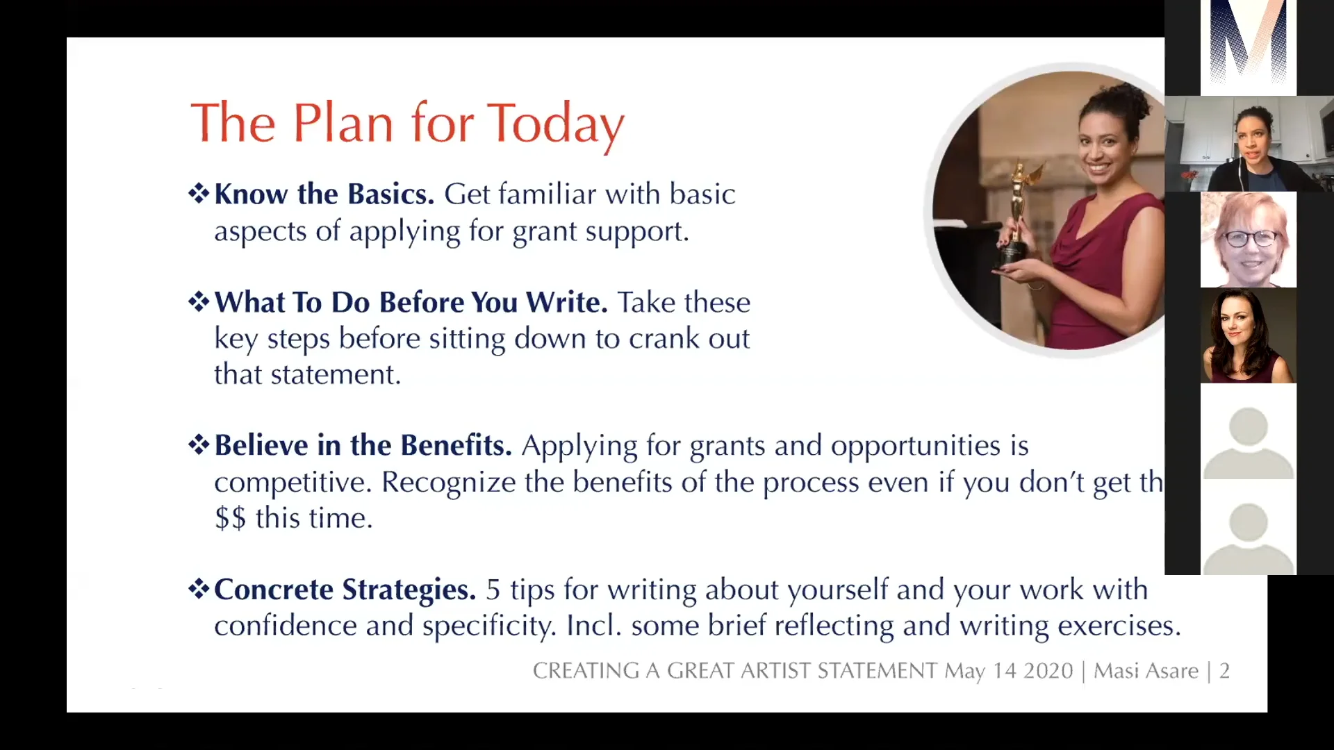 Watch Creating a Great Artist Statement for Grant Applications 