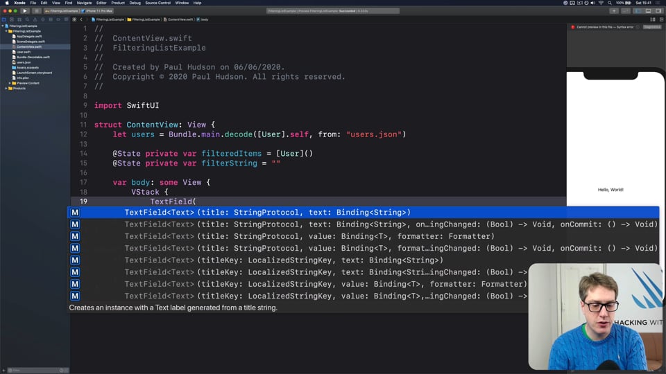 Creating a FilteringList to filter a list using text input
