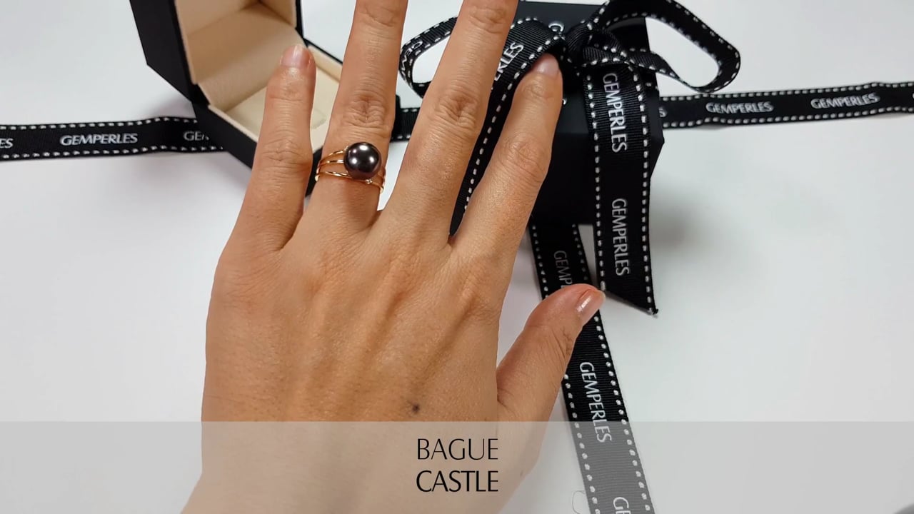 Anello Castle I Oro giallo e Perla di Tahiti 9/10mm I Gemperles