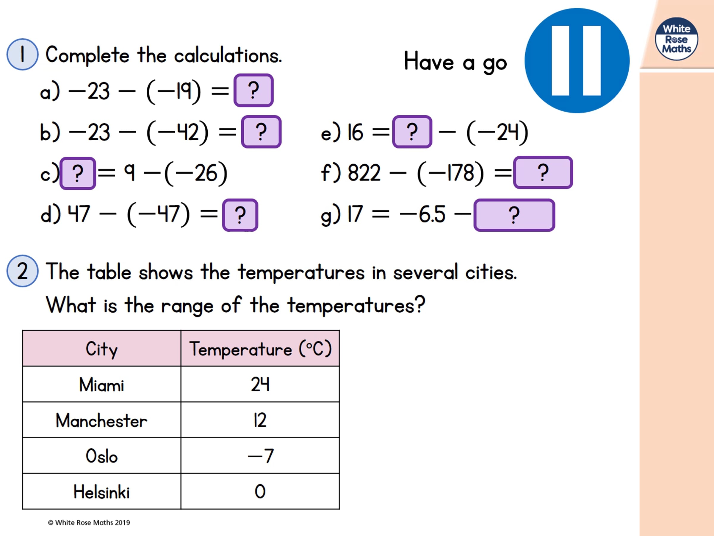 Year 7 - W8 - L3 - Subtract directed numbers | Videos & Movies on Vimeo