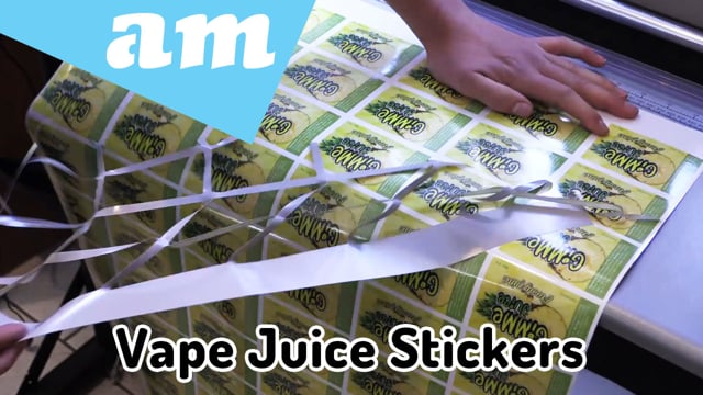 Maker Video: eCigarette Vape Juice Stickers of Multiple Flavours Print'n Cut on AM Printing Cutting Machines