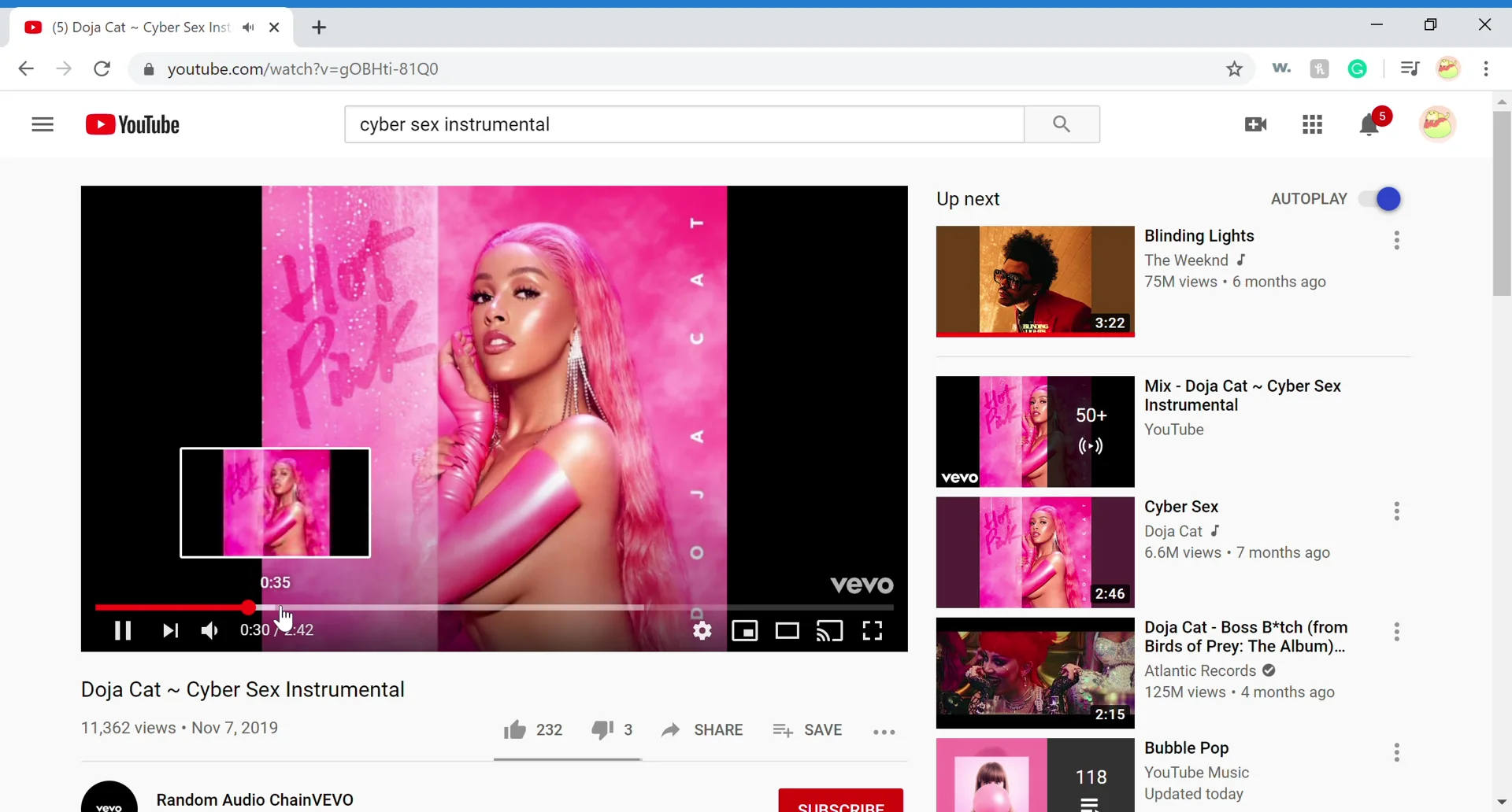 5) Doja Cat ~ Cyber Sex Instrumental - YouTube - Google Chrome 2020-06-15  21-41-38 on Vimeo