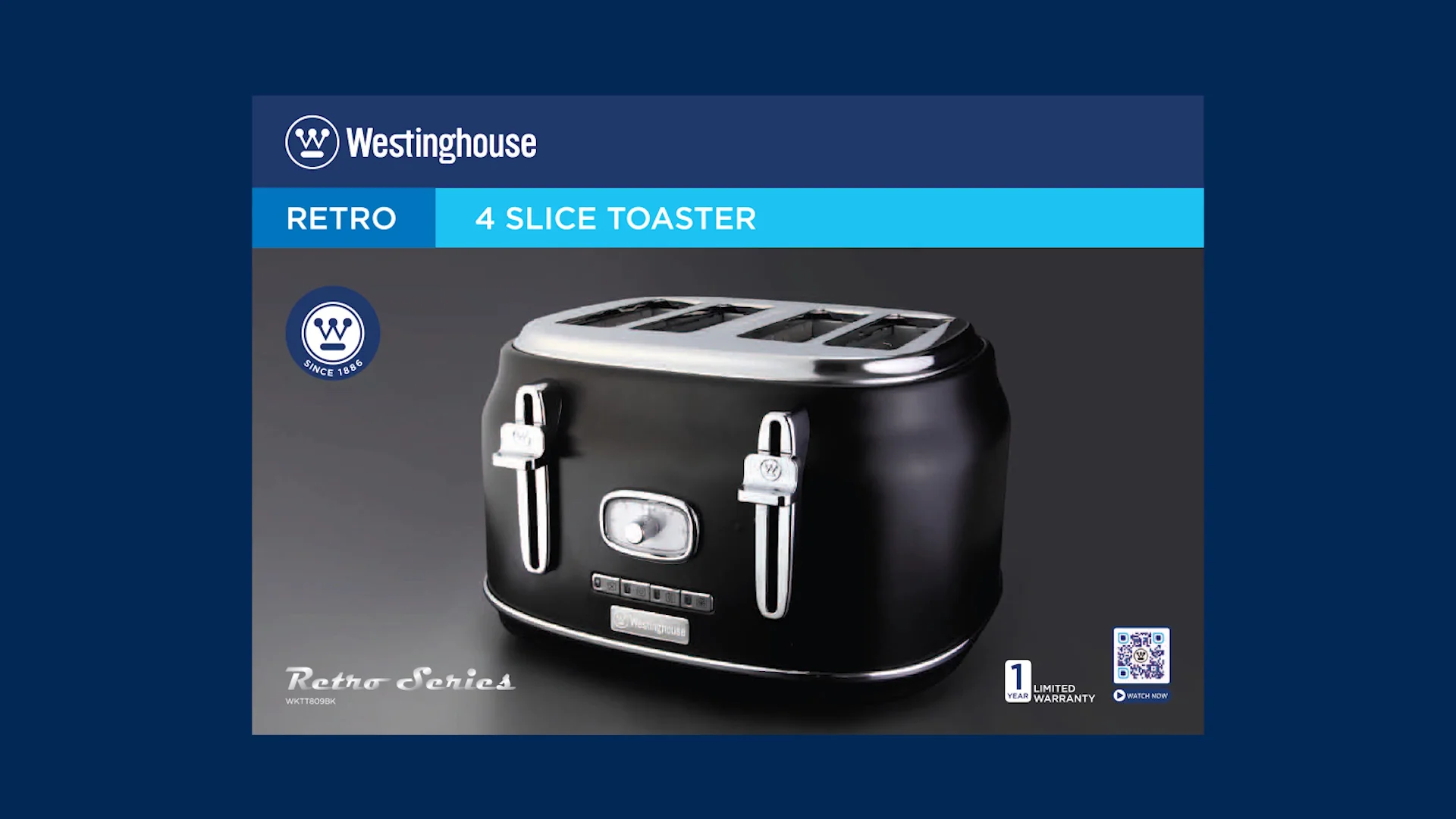 Westinghouse Black Retro Series 4 Slice Toaster WKTT809BK on Vimeo