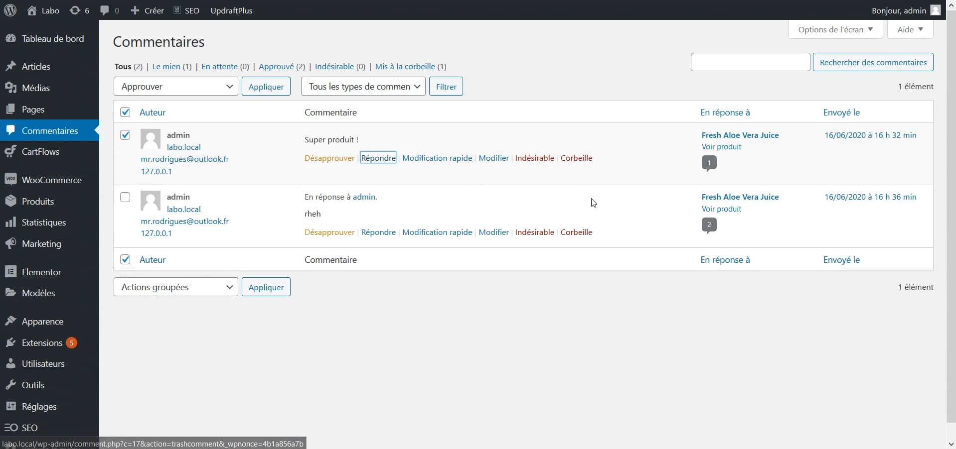 14gérer commentaires clients on Vimeo