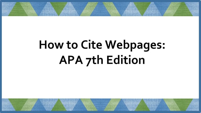 Websites Apa Citation Guide 7th Edition Libguides At Columbia College