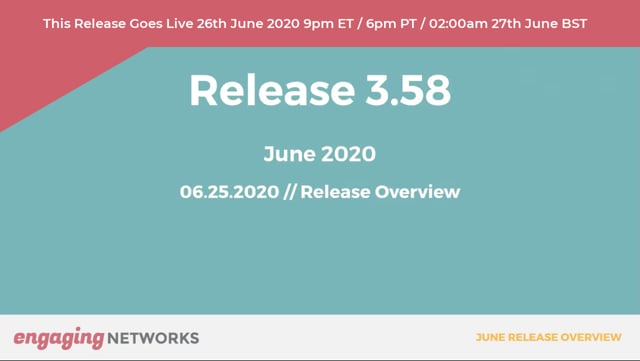 Release Webinar 3.58.0 June 26th 2020