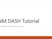 NM DASH Tutorial: Entering Your Annual Plan