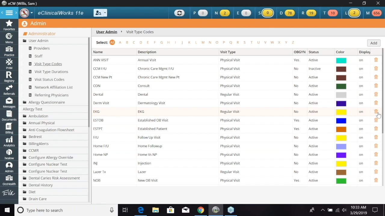 EClinicalWorks Tutorial: Visit Type Codes And Duration And Status Codes ...