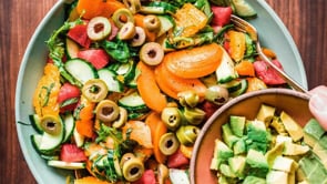 Watermelon Cucumber Salad with Mint and Basil