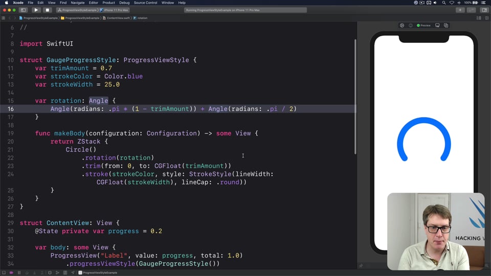 Customizing ProgressView using ProgressViewStyle