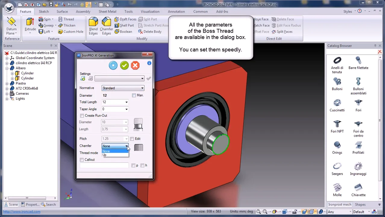 Boss Thread in ICMECH | IronCAD Tutorial