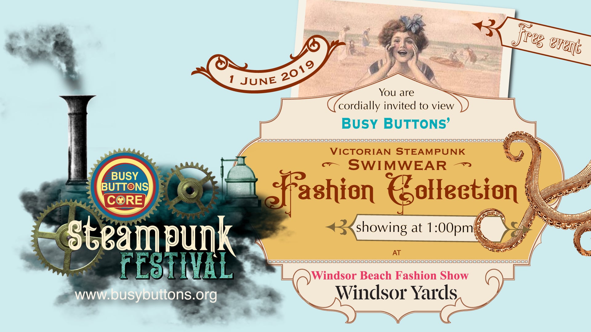 Busy Buttons CORE -  Re-purposed Victorian SteamPunk Swimwear Fashion Show