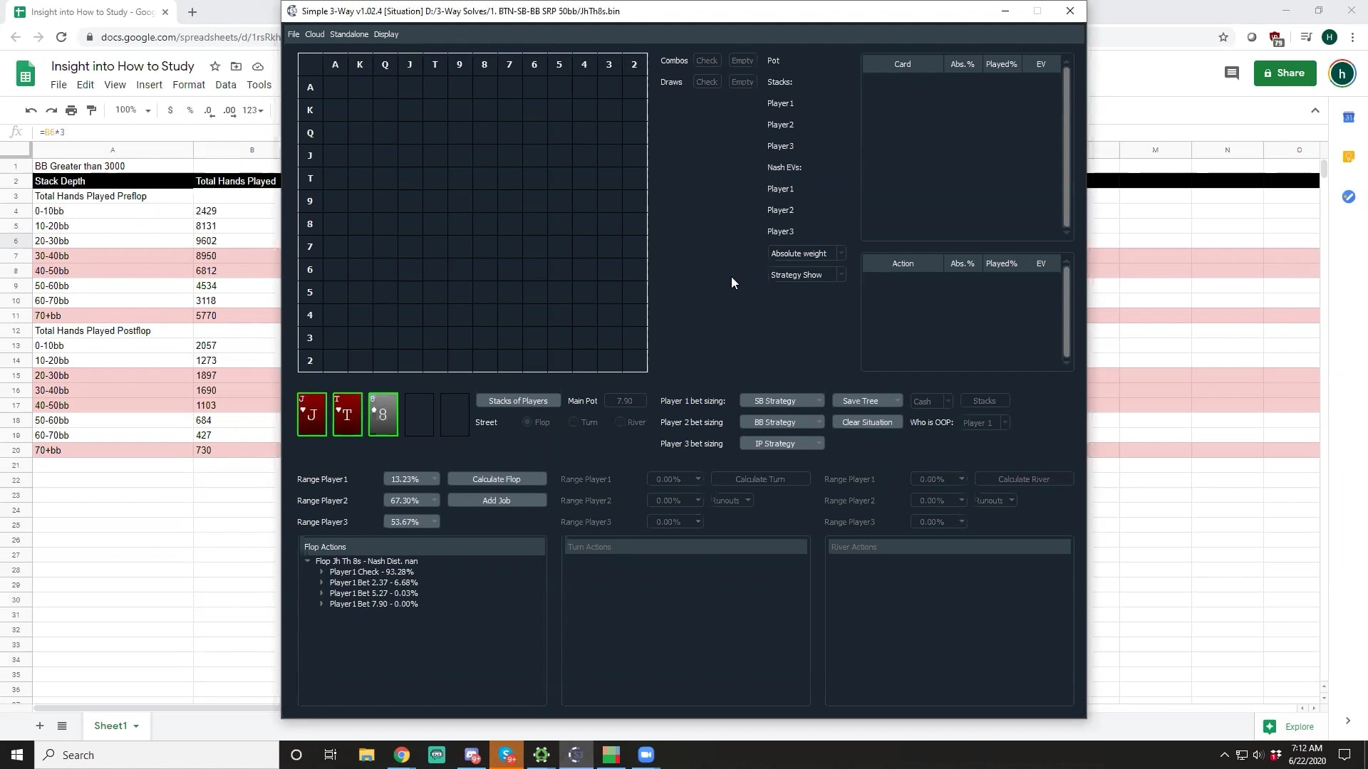 How to Study + 3way Solve (JT8ss) + ICM Preflop 3-max Sims
