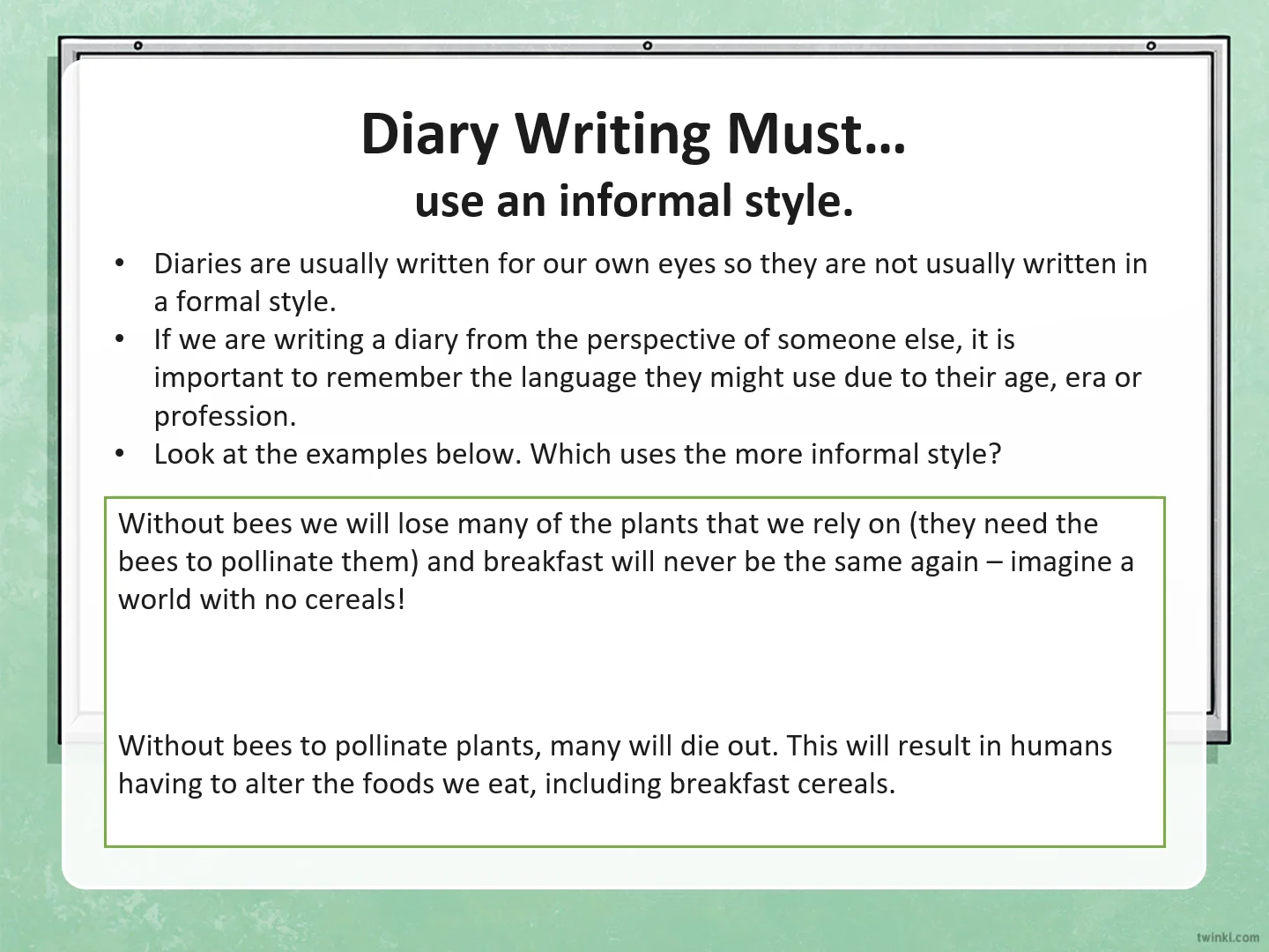 Diary deals style writing