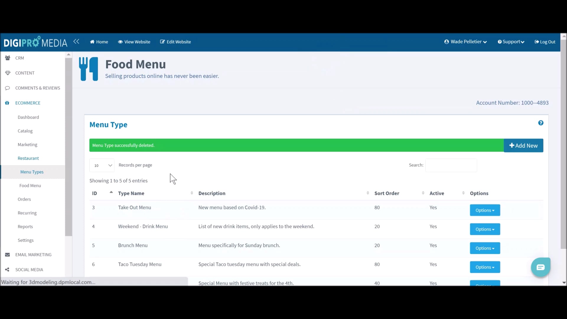 RESTAURANT - MENU TYPES - HOW TO DELETE A MENU TYPE on Vimeo
