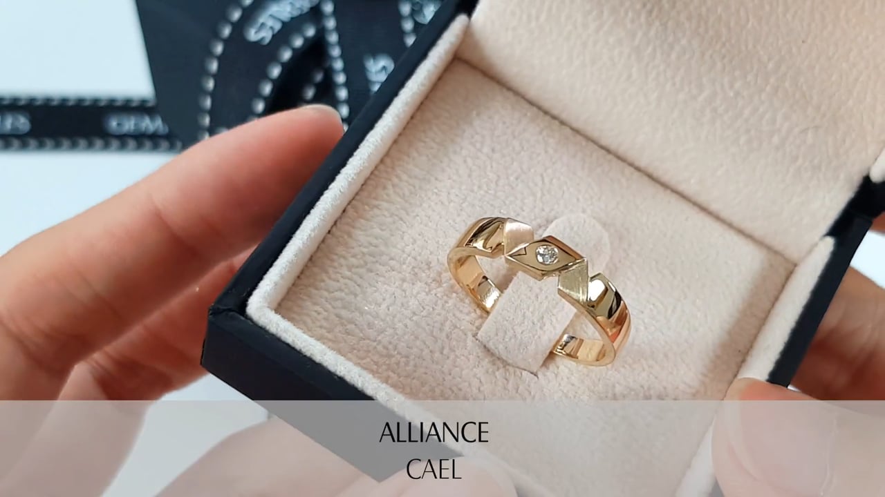 Fede Nuziale Uomo Cael - Oro Giallo & Diamante | Gemperles