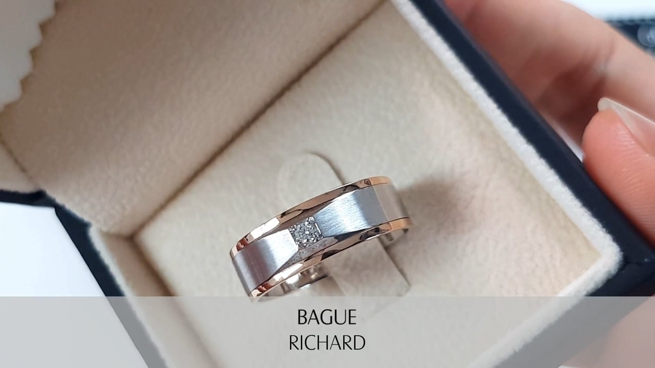 Anello Uomo Richard - Oro Bianco/Giallo & Diamante | Gemperles