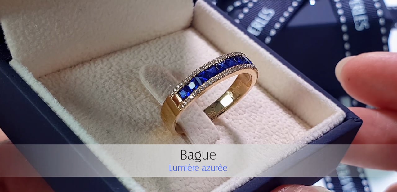 Anello Lumière Azurée - Oro Giallo, Diamanti & Zaffiro | Gemperles