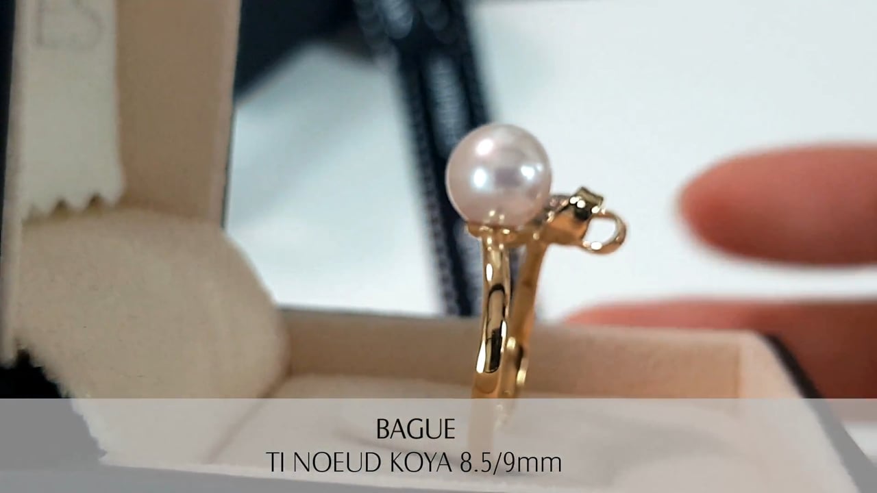Anello Ti nodo Koya - Oro Giallo, Diamanti & Perla Akoya 8.5/9mm | Gemperles