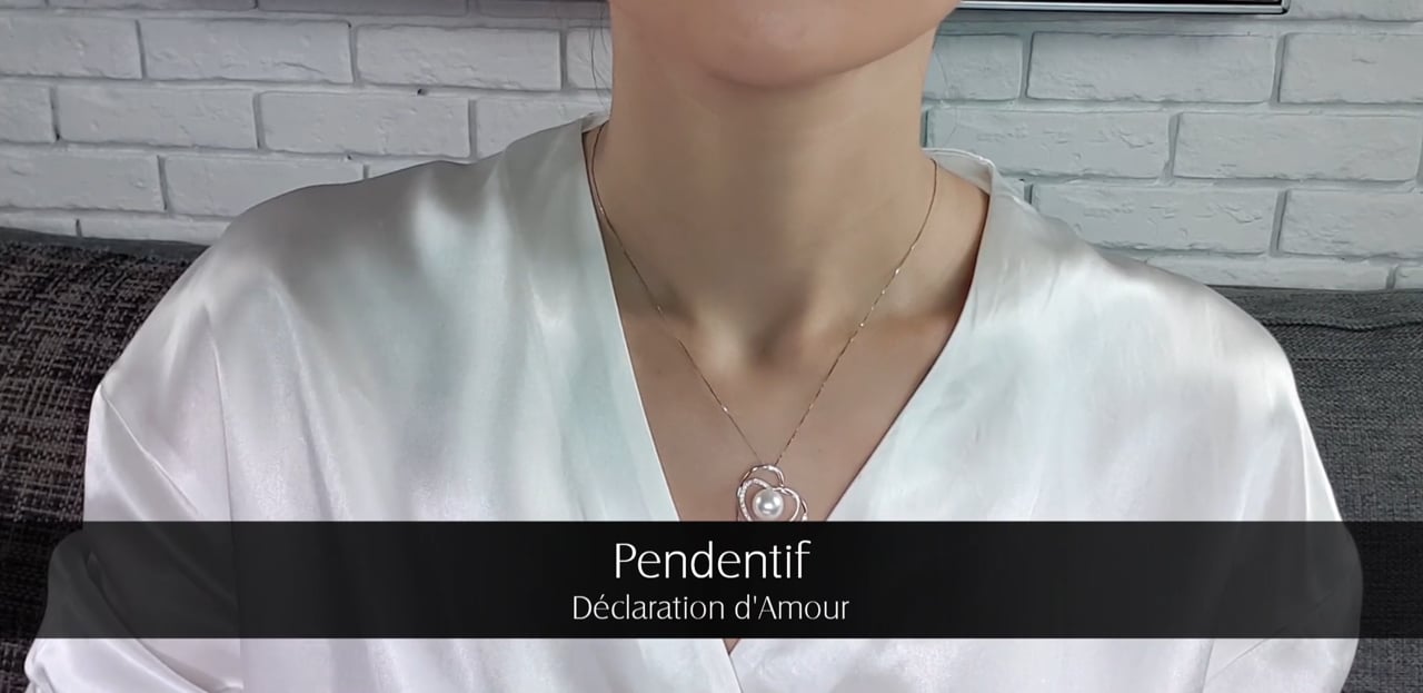 Ciondolo Déclaration d'Amour - Oro Bianco & Perla dei Mari del Sud 9.5/10mm | Gemperles