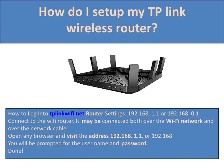 How do I setup my Tp link wireless router? on Vimeo