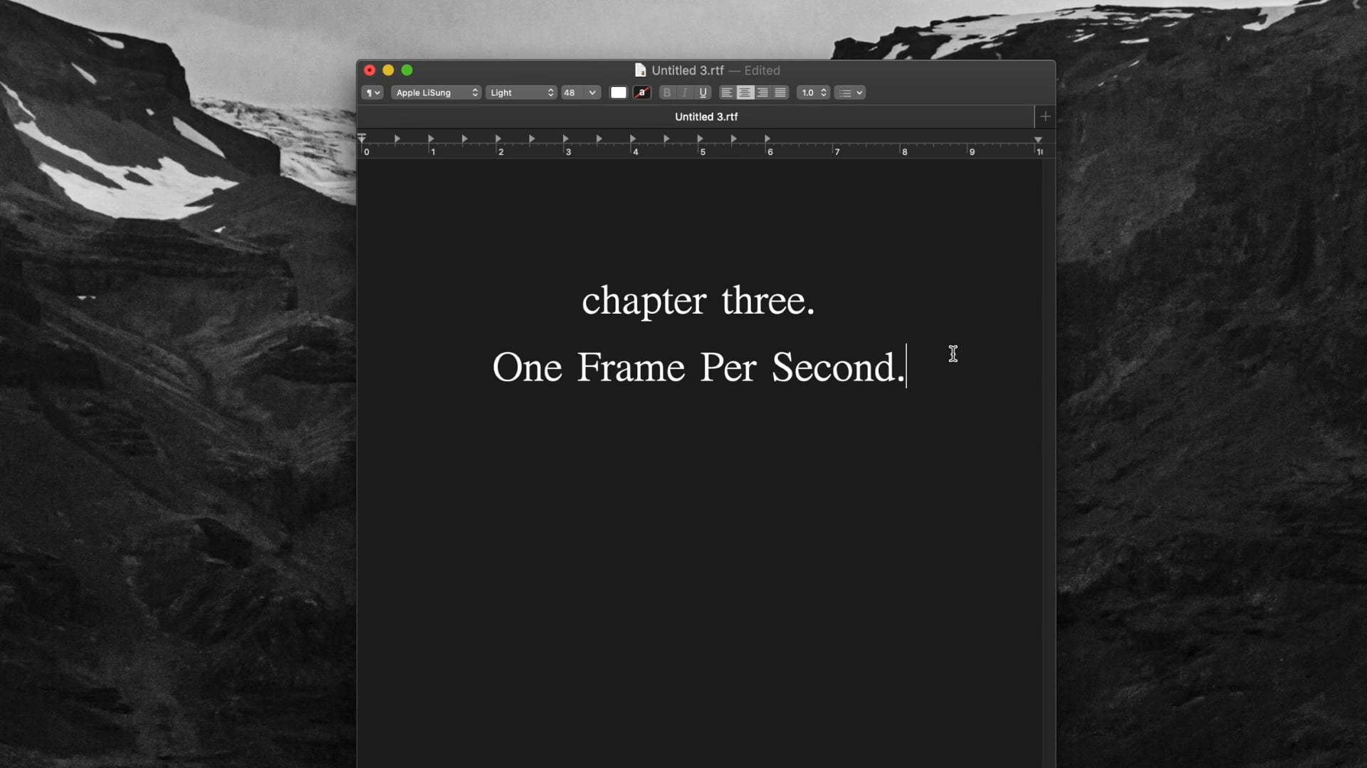 chapter three. One Frame Per Second