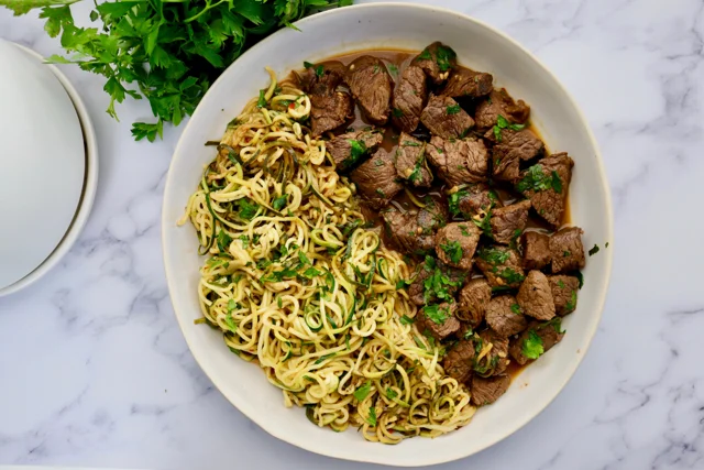 Meal Prep Garlic Butter Steak Recipe with Zucchini Noodles : 15