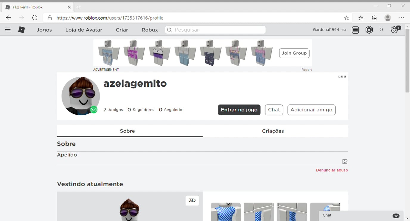 12) Perfil - Roblox - Perfil 1 — Microsoft​ Edge 2020-07-16 17-28-46 on  Vimeo