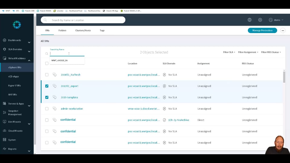 Rubrik CDM VMware SLA Tutorial