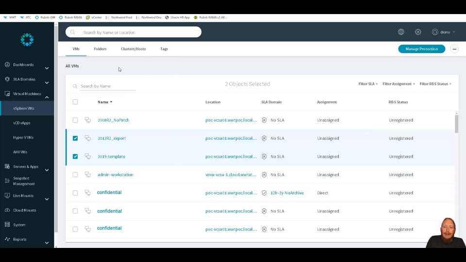 Rubrik CDM VMware Recovery Tutorial